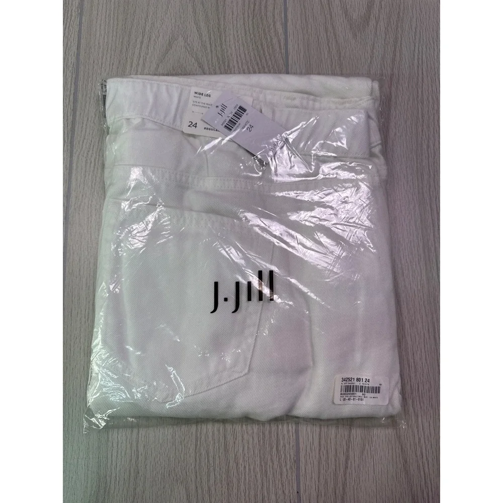 J.Jill White High-Rise Wide-Leg Denim Pants Cotton Tencel Size 24 Regular NEW